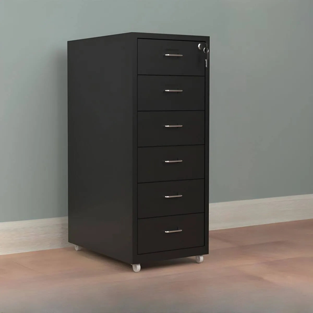 Colorful Locking Metal Filing Cabinets With Casters and Drawers