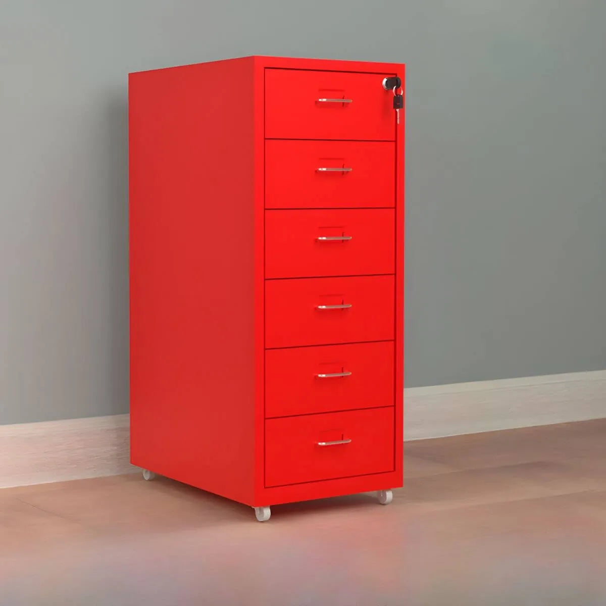 Colorful Locking Metal Filing Cabinets With Casters and Drawers