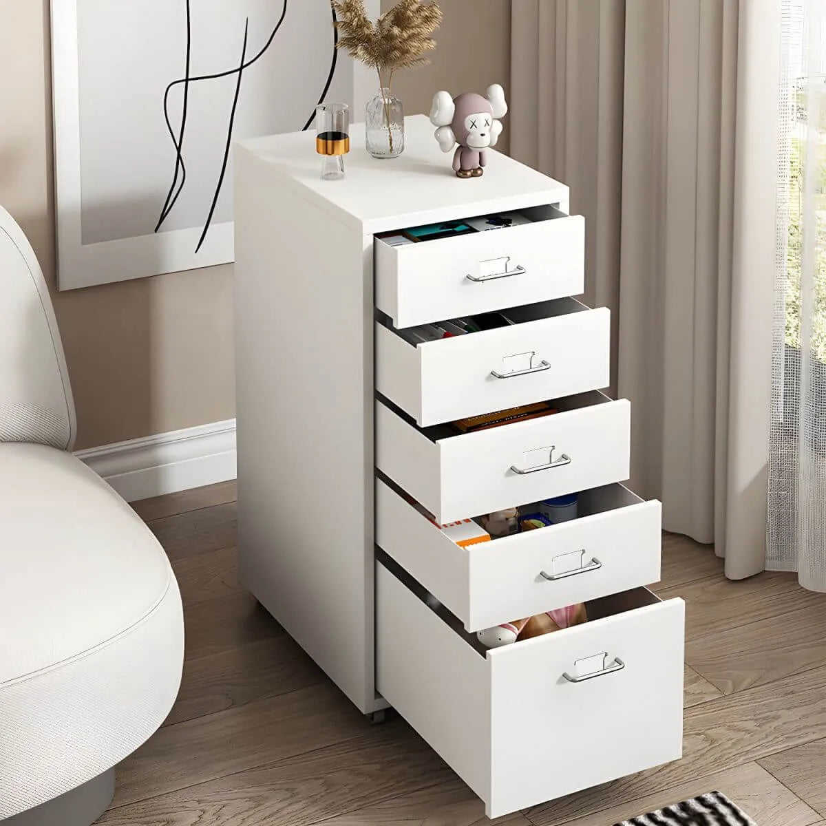 Colorful Locking Metal Filing Cabinets With Casters and Drawers