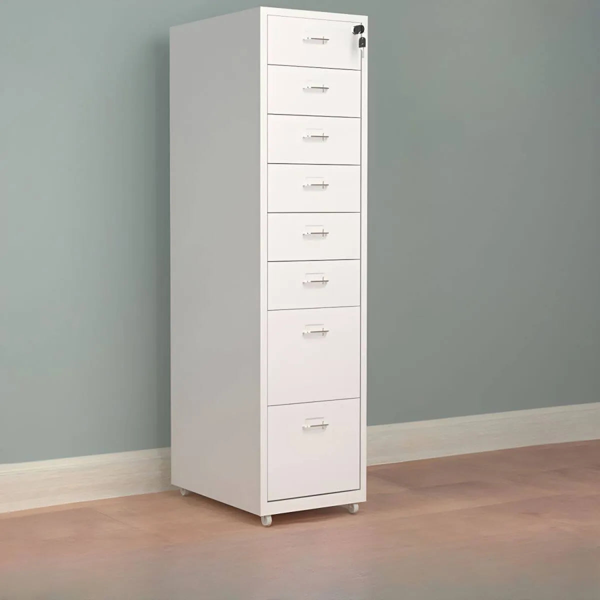 Colorful Locking Metal Filing Cabinets With Casters and Drawers