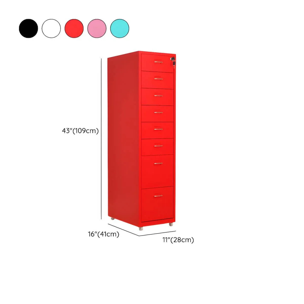 Colorful Locking Metal Filing Cabinets With Casters and Drawers Dimensions