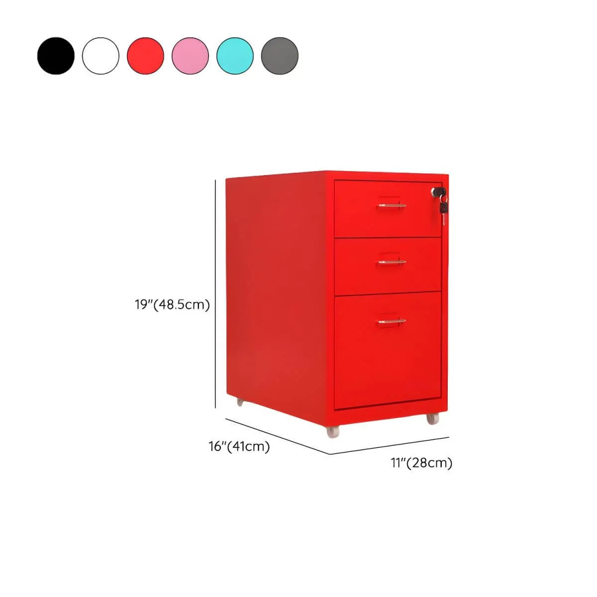 Colorful Locking Metal Filing Cabinets With Casters and Drawers Dimensions