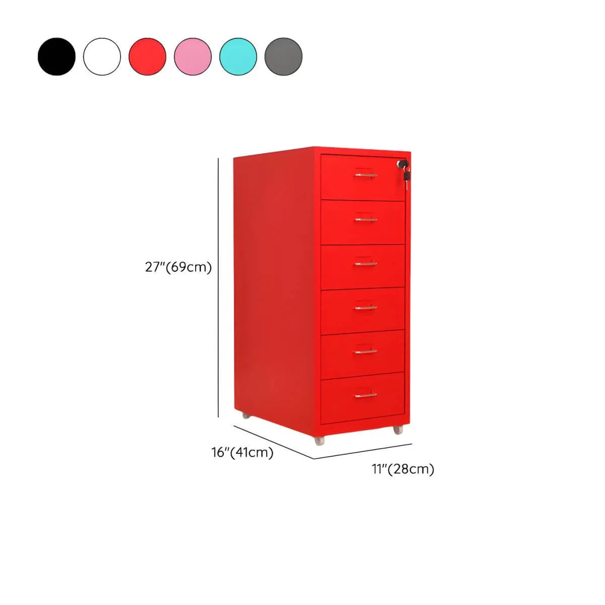 Colorful Locking Metal Filing Cabinets With Casters and Drawers Dimensions