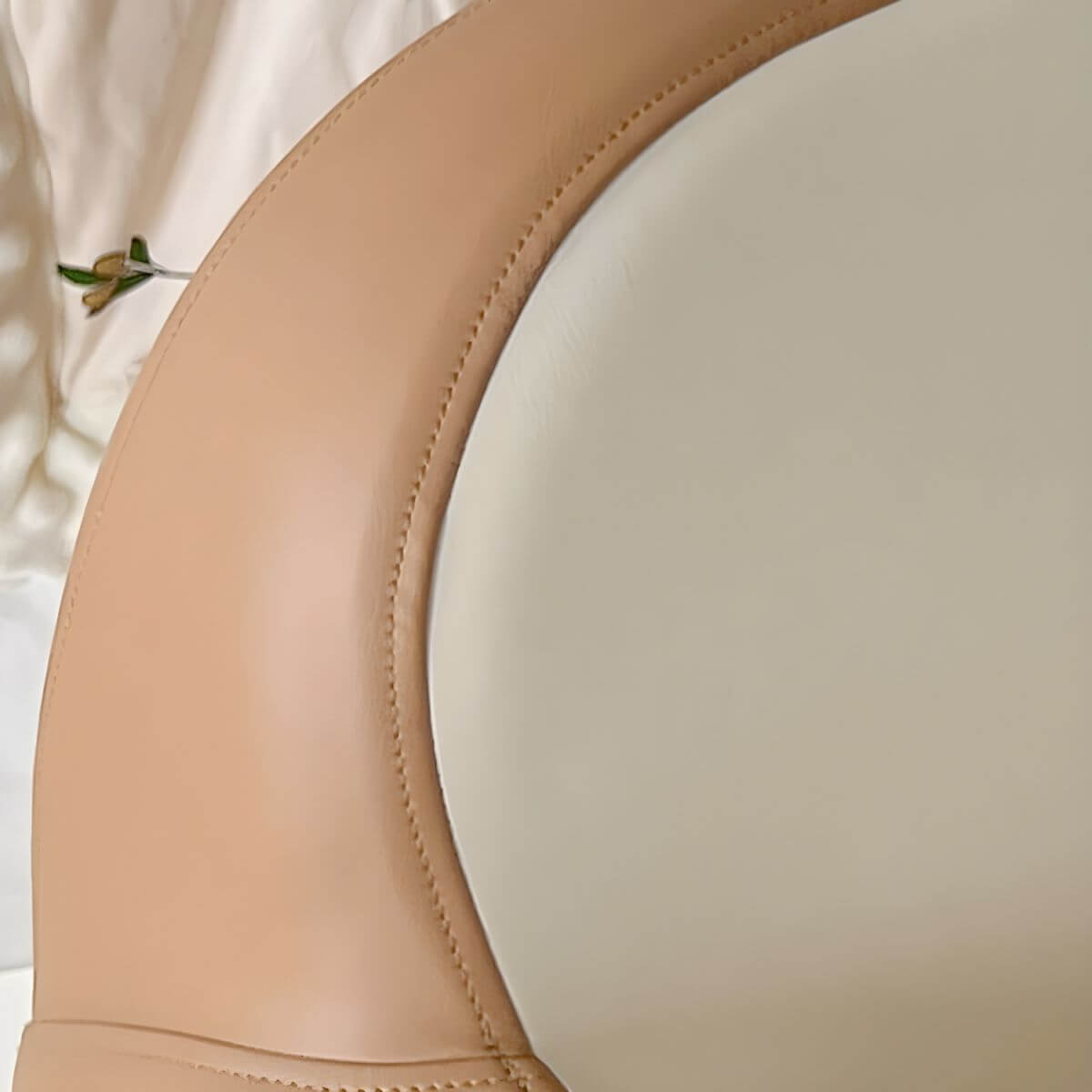 Comfortable Off-White and Brown Upholstered Club Chair for Kids