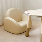 Comfortable Off-White and Brown Upholstered Club Chair for Kids