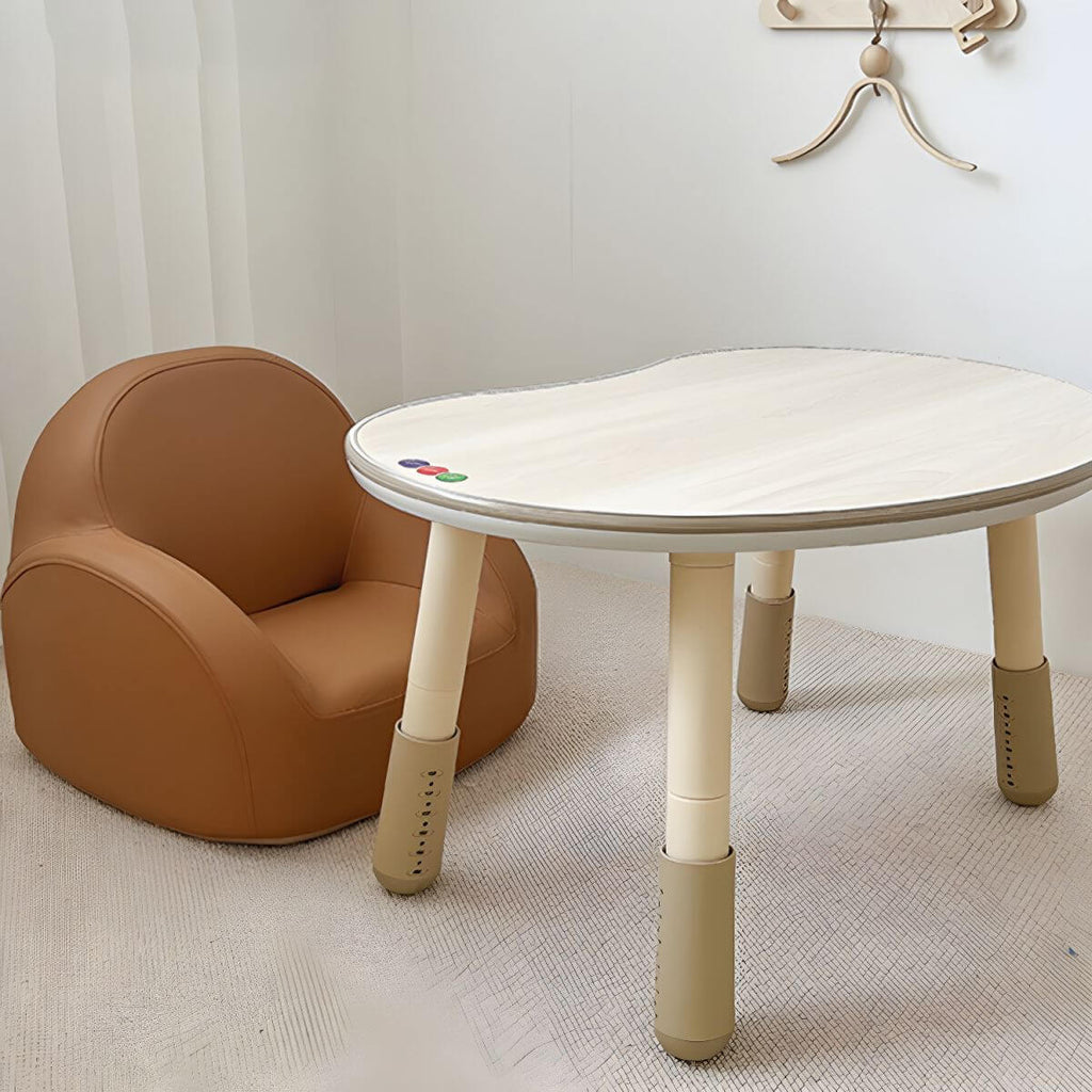 Comfortable Off-White and Brown Upholstered Club Chair for Kids