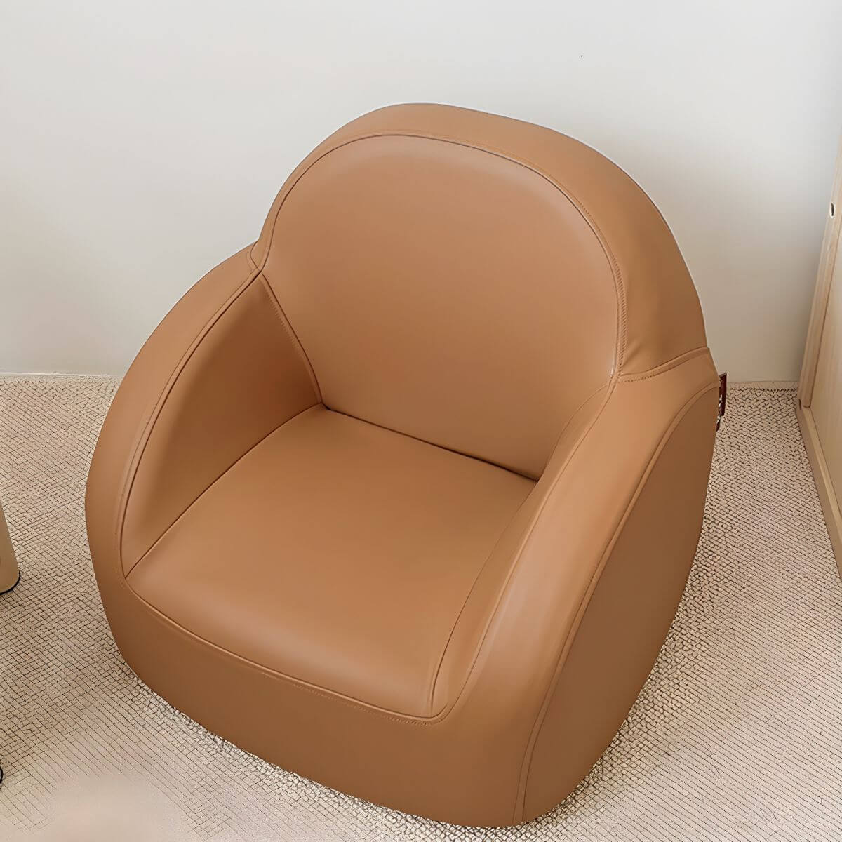 Comfortable Off-White and Brown Upholstered Club Chair for Kids
