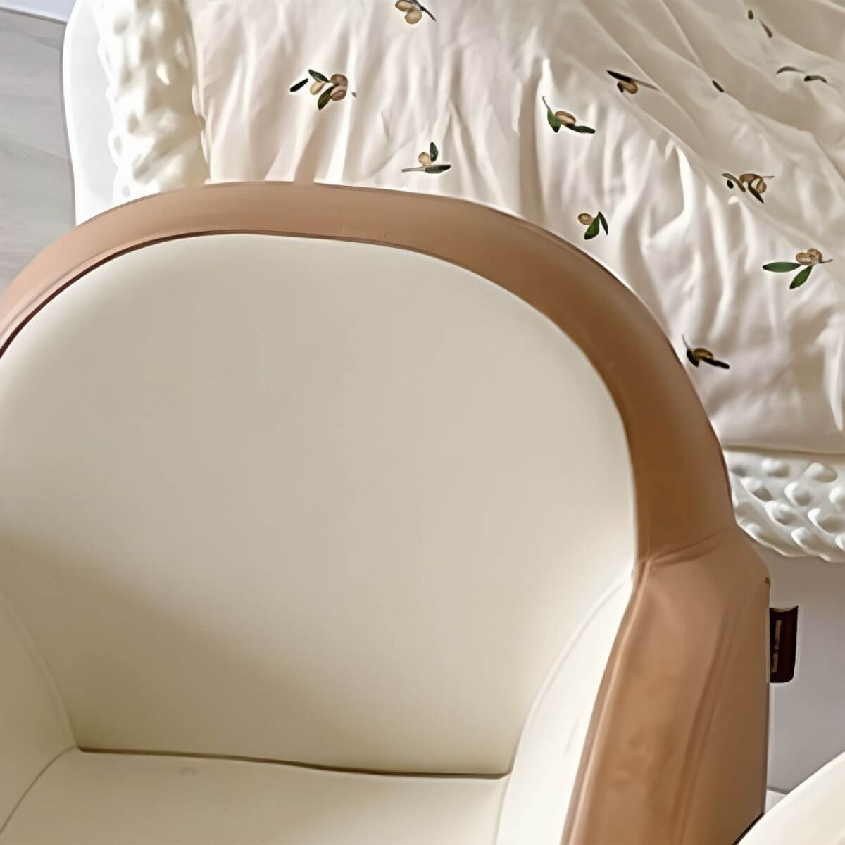 Comfortable Off-White and Brown Upholstered Club Chair for Kids