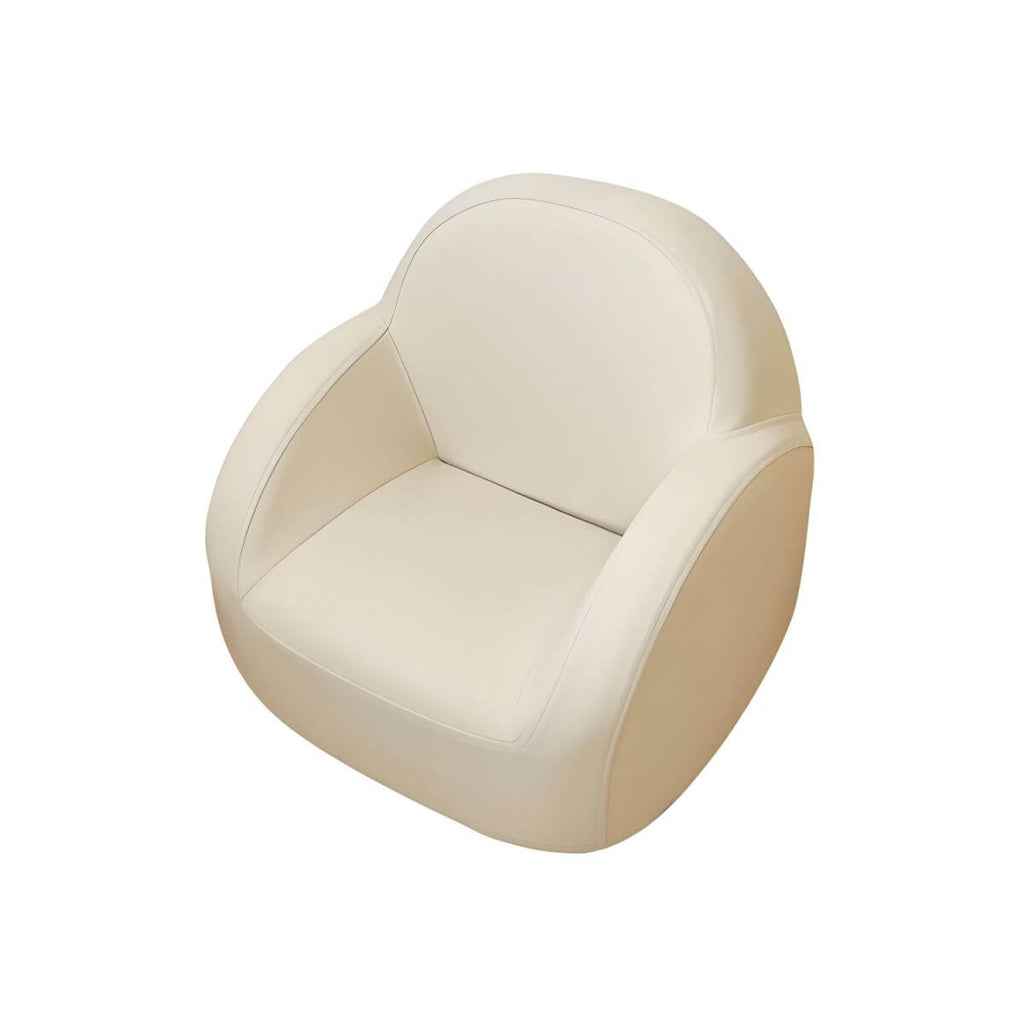 Comfortable Off-White and Brown Upholstered Club Chair for Kids