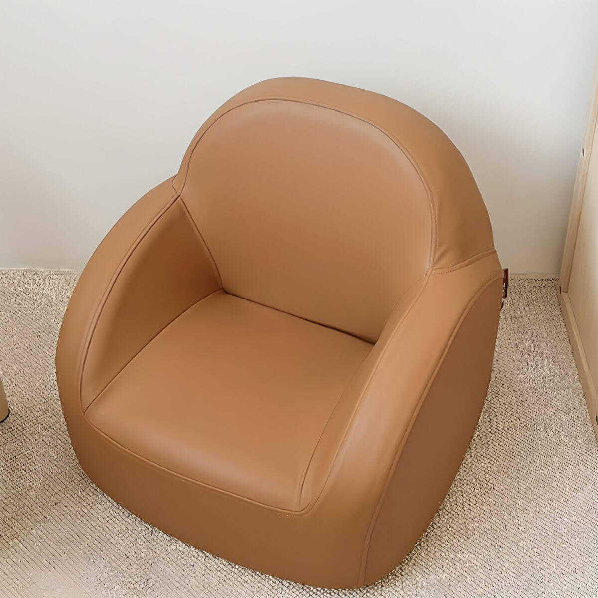 Comfortable Off-White and Brown Upholstered Club Chair for Kids Main Product Image Main image