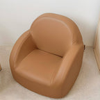 Comfortable Off-White and Brown Upholstered Club Chair for Kids Main Product Image