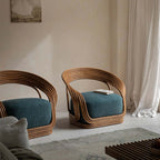 Comfy Rattan Chair with Sherpa - Reddish Brown/Navy Blue/Light Gray/Beige/Coffee