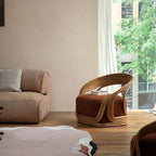 Comfy Rattan Chair with Sherpa - Reddish Brown/Navy Blue/Light Gray/Beige/Coffee