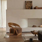 Comfy Rattan Chair with Sherpa - Reddish Brown/Navy Blue/Light Gray/Beige/Coffee