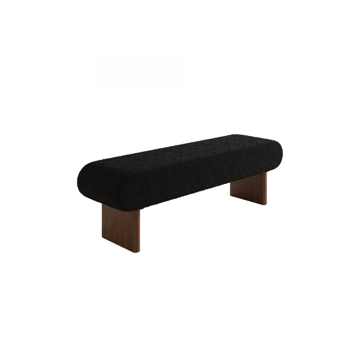 Compact Backless Bedroom Bench with Plush Sherpa Padding and Natural Wood Base