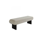 Compact Backless Bedroom Bench with Plush Sherpa Padding and Natural Wood Base