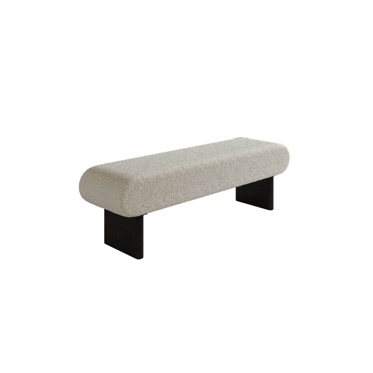 Compact Backless Bedroom Bench with Plush Sherpa Padding and Natural Wood Base