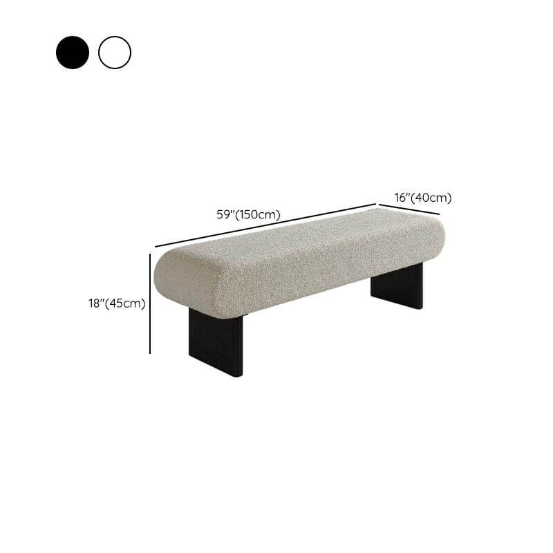 Compact Backless Bedroom Bench with Plush Sherpa Padding and Natural Wood Base Dimensions