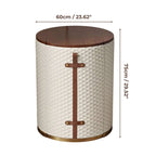 Compact Beige Makeup Vanity Set With Faux Leather & Stool