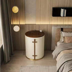 Compact Beige Makeup Vanity Set With Faux Leather & Stool