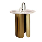 Compact Circular Sintered Stone Coffee Tables for Small Living Rooms