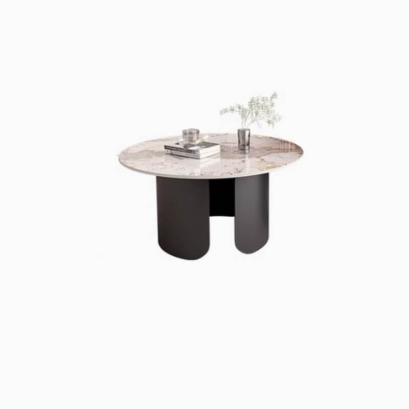 Compact Circular Sintered Stone Coffee Tables for Small Living Rooms