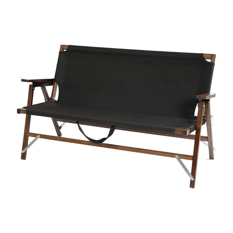 Compact-Fold Double Outdoor Folding Lounge Bench with Back Pocket & Carry Handle