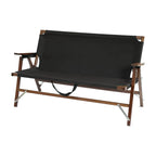 Compact-Fold Double Outdoor Folding Lounge Bench with Back Pocket & Carry Handle