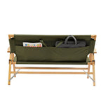 Compact-Fold Double Outdoor Folding Lounge Bench with Back Pocket & Carry Handle