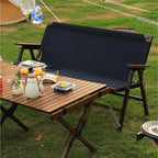 Compact-Fold Double Outdoor Folding Lounge Bench with Back Pocket & Carry Handle