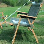 Compact-Fold Double Outdoor Folding Lounge Bench with Back Pocket & Carry Handle