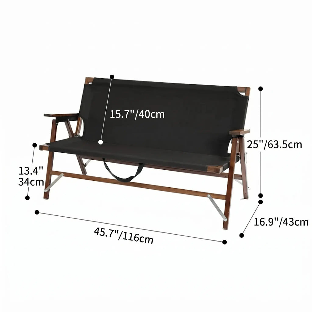 Compact-Fold Double Outdoor Folding Lounge Bench with Back Pocket & Carry Handle Dimensions