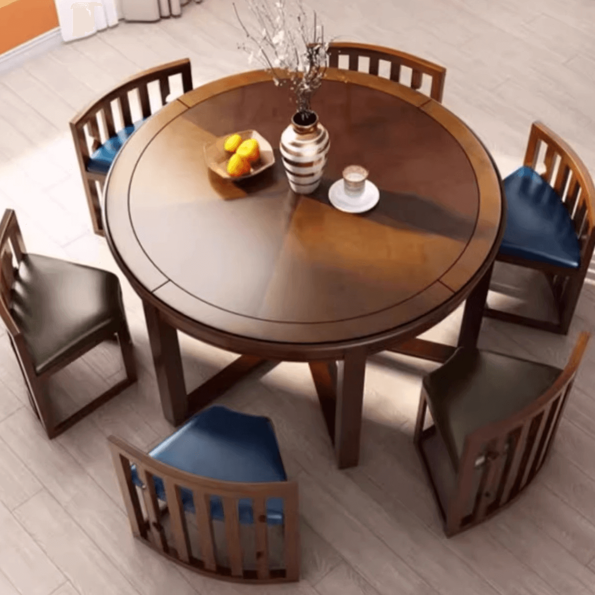 Compact Round Dining Table with Stylish Oak Finish