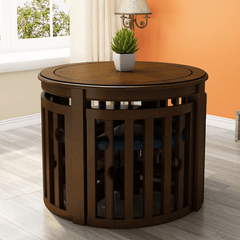 Compact Round Dining Table with Stylish Oak Finish