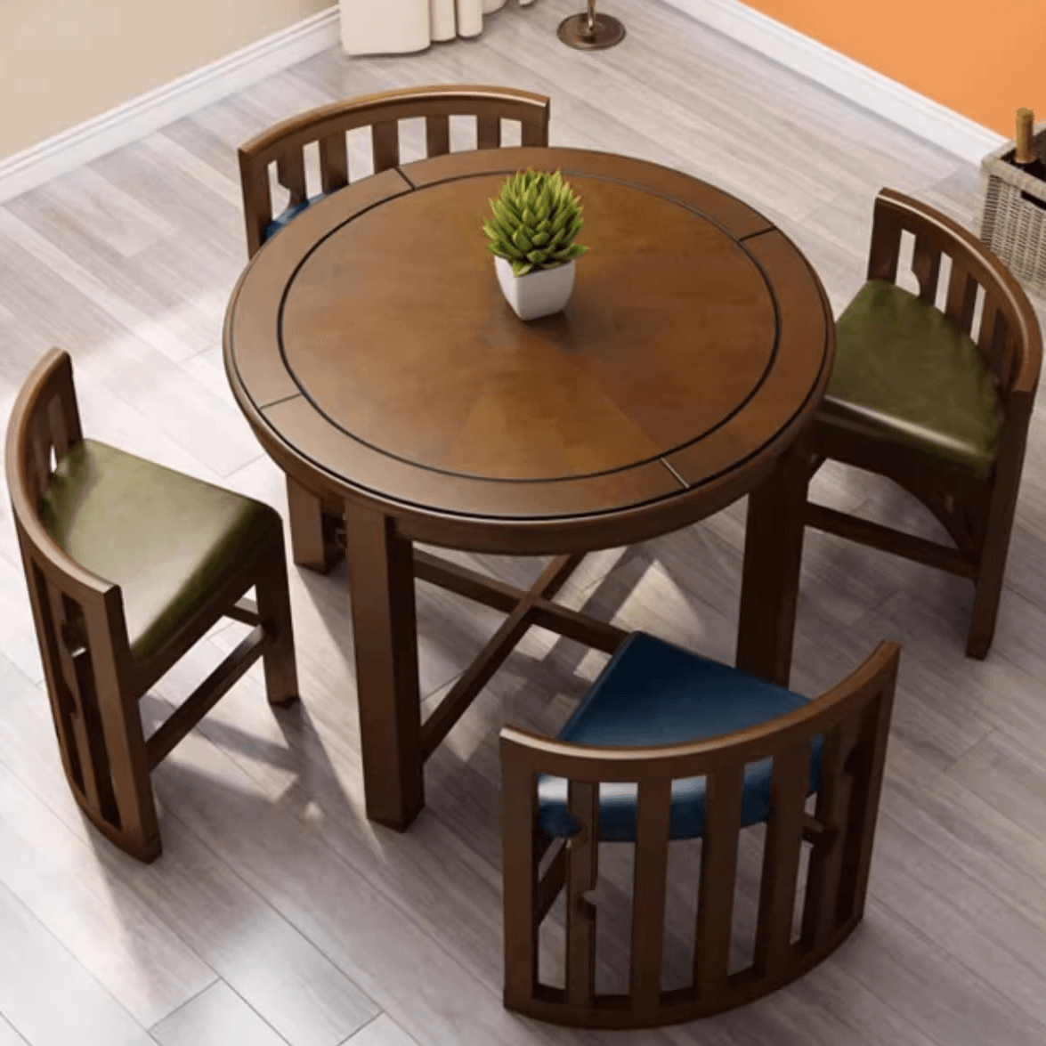 Compact Round Dining Table with Stylish Oak Finish