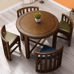 Compact Round Dining Table with Stylish Oak Finish