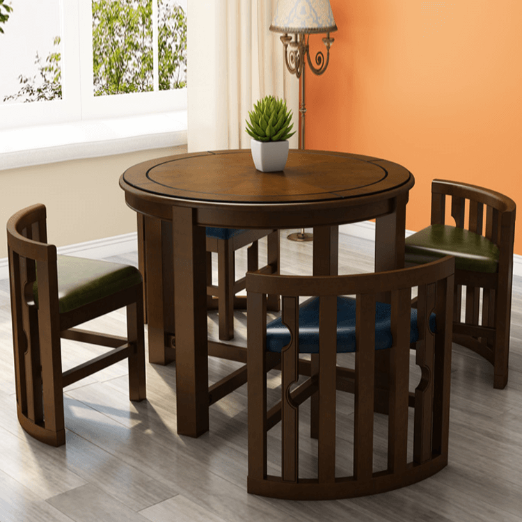 Compact Round Dining Table with Stylish Oak Finish Secondary image