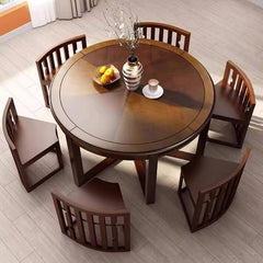 Compact Round Dining Table with Stylish Oak Finish