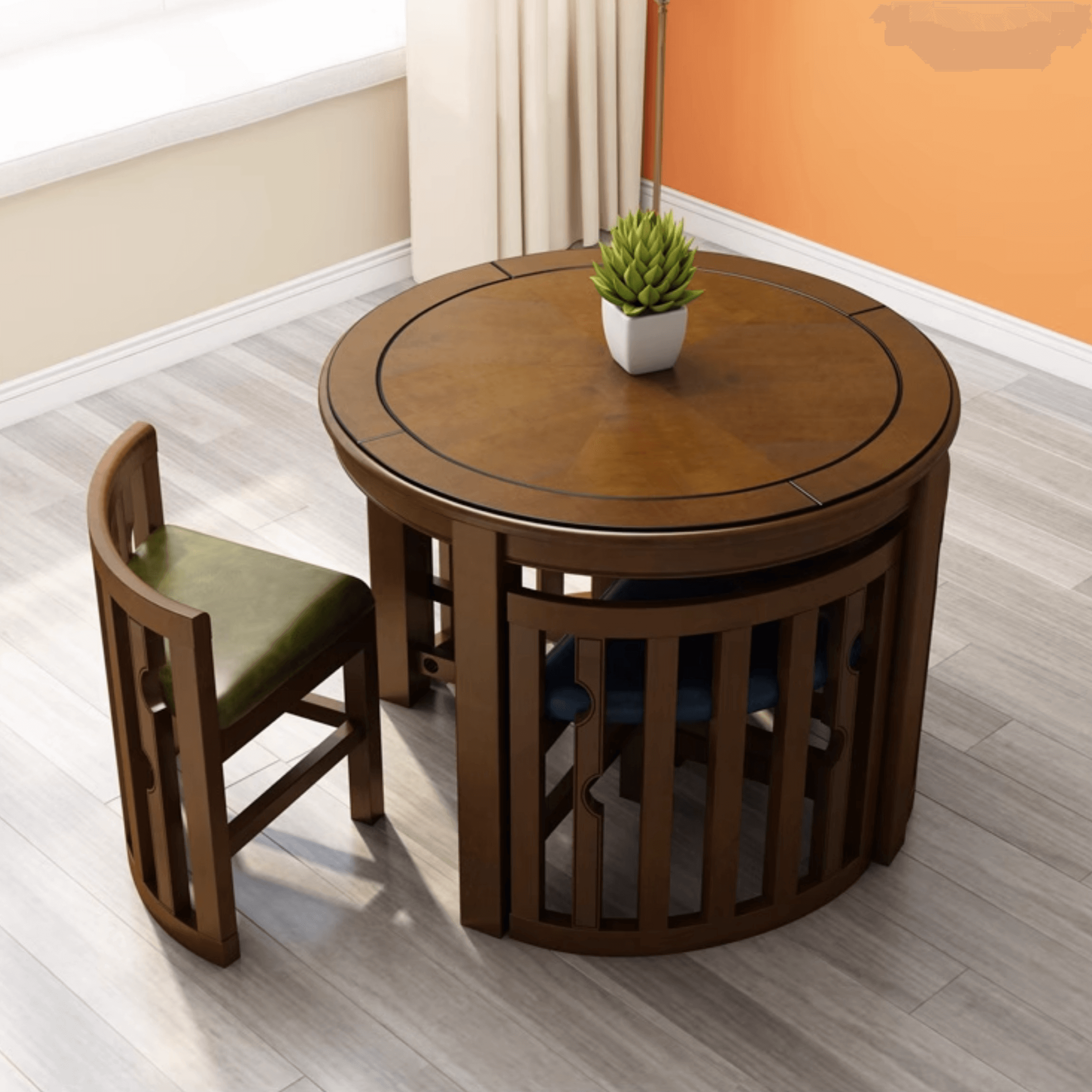 Compact Round Dining Table with Stylish Oak Finish Main Product Image