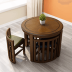 Compact Round Dining Table with Stylish Oak Finish Main Product Image