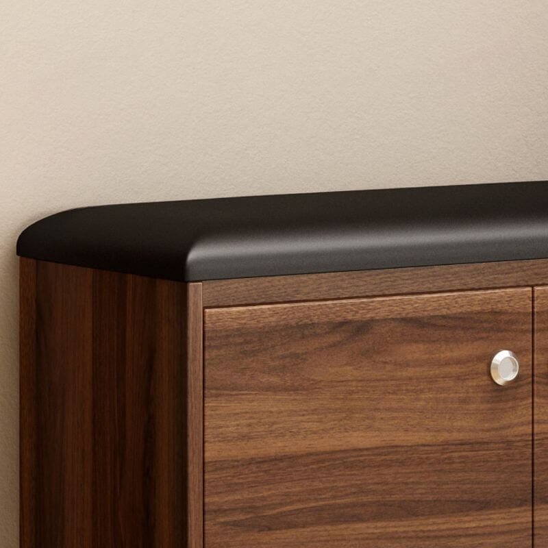 Compact Solid-Color Shoe Bench with Dual-Door Storage and Low Profile Design