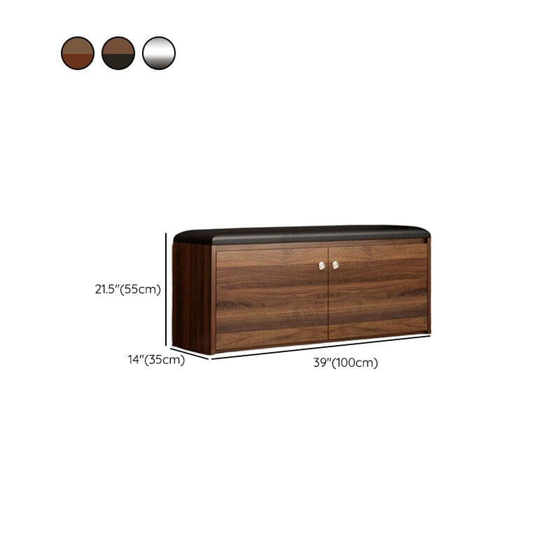 Compact Solid-Color Shoe Bench with Dual-Door Storage and Low Profile Design Dimensions