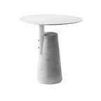Concrete Pedestal Round Side Table with Metal Top in Modern Industrial Style