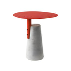 Concrete Pedestal Round Side Table with Metal Top in Modern Industrial Style