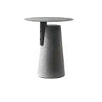 Concrete Pedestal Round Side Table with Metal Top in Modern Industrial Style