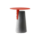 Concrete Pedestal Round Side Table with Metal Top in Modern Industrial Style