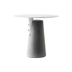 Concrete Pedestal Round Side Table with Metal Top in Modern Industrial Style