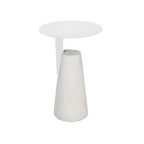Concrete Pedestal Round Side Table with Metal Top in Modern Industrial Style