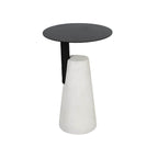 Concrete Pedestal Round Side Table with Metal Top in Modern Industrial Style