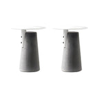 Concrete Pedestal Round Side Table with Metal Top in Modern Industrial Style